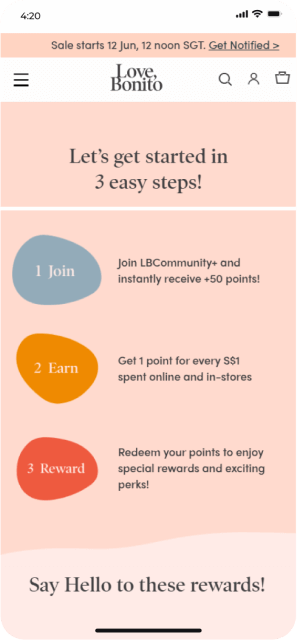 Displaying the points and bonuses that customers earn.