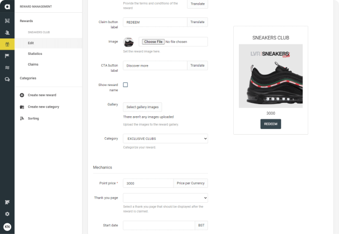 Backend for VIP clubs.