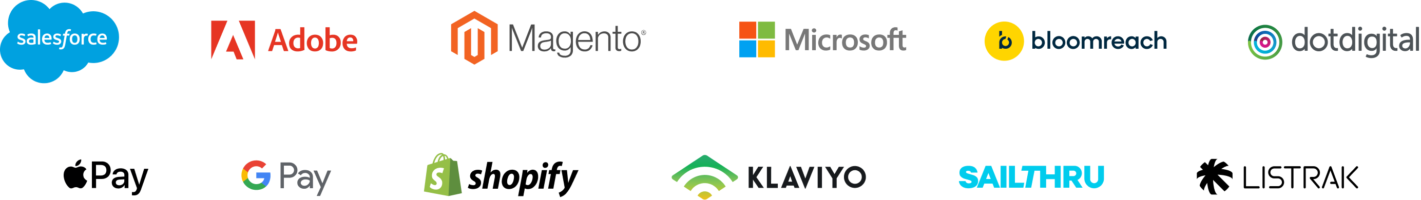 Logo line of companies whose integrations Antavo is currently working with.