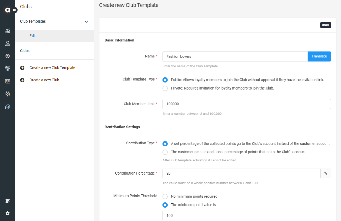 Customize how Clubs operate.