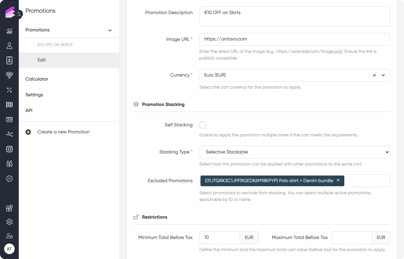 Promotion stacking & rules.