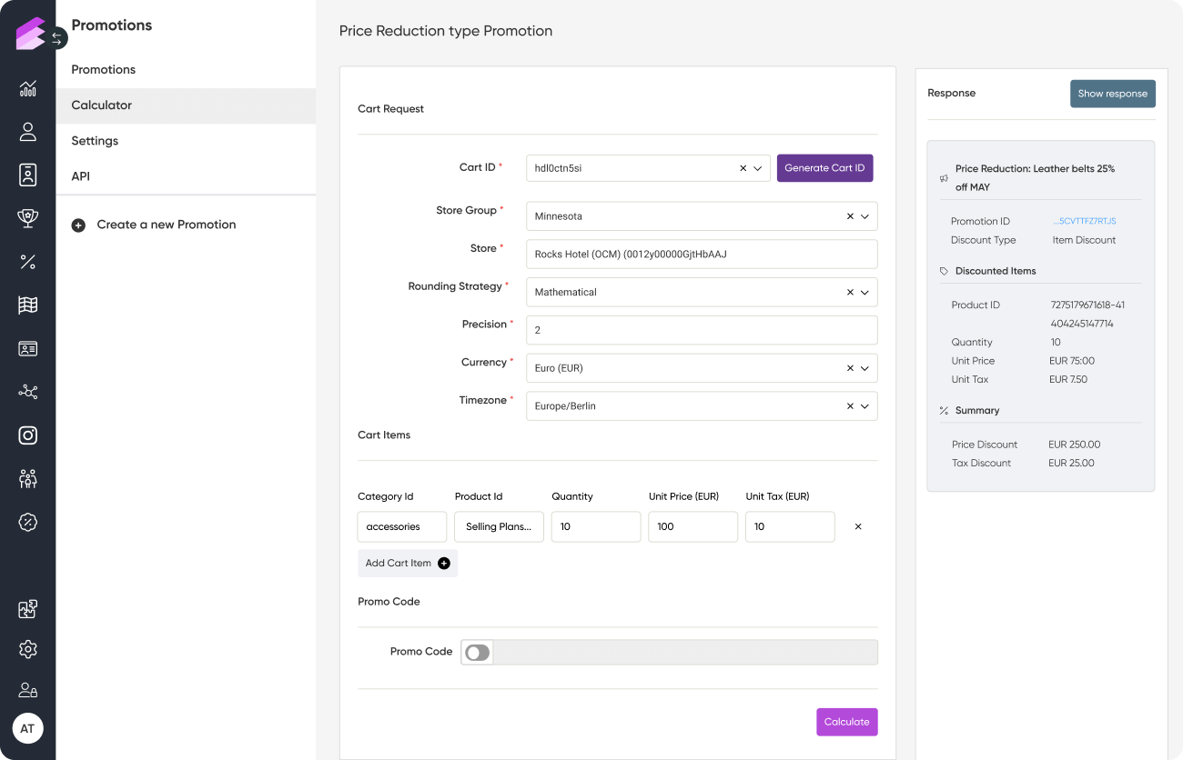 Promotion calculator.