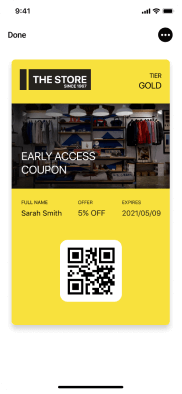 Antavo's Mobile Wallet solution displaying an early access coupon.