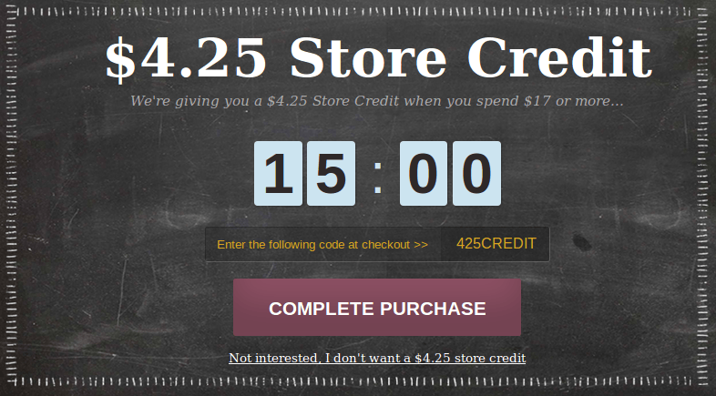 BootCuffsSock.com uses a countdown popup to recover lost carts.