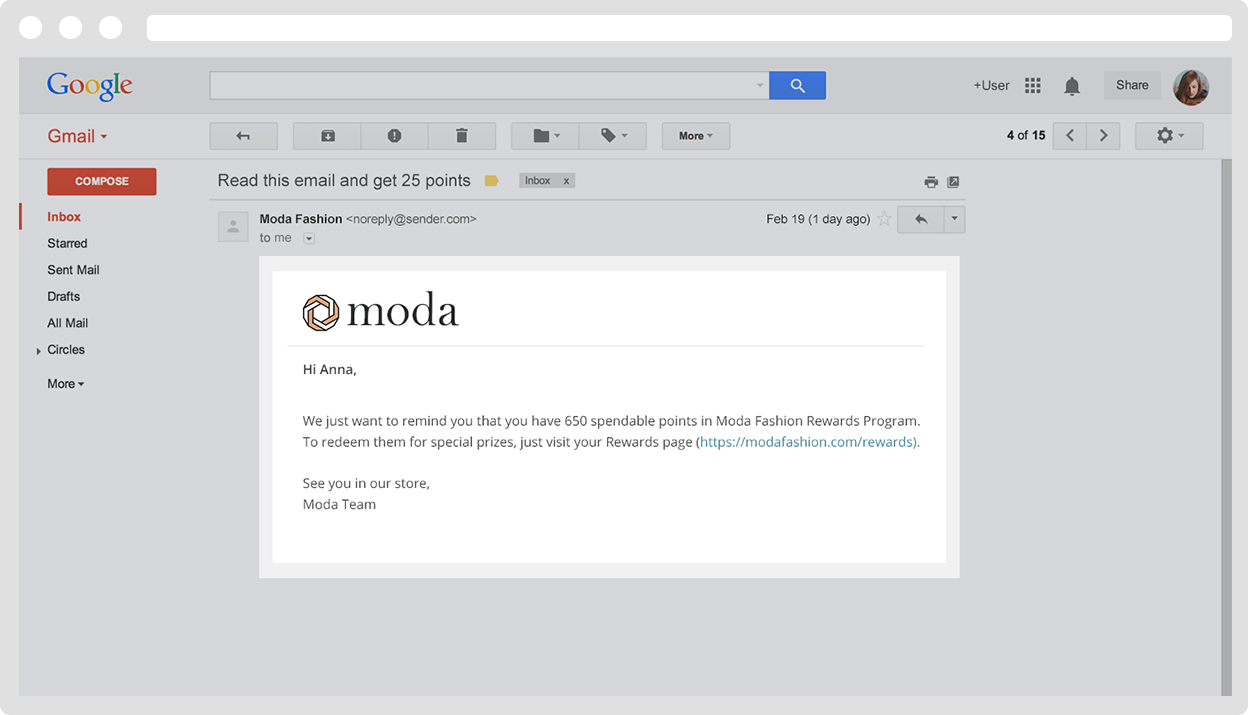 Need an example of how you can remind customers to spend their loyalty points?