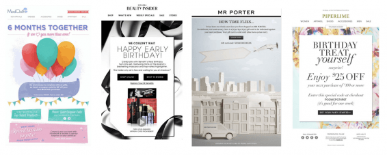 In the first example you can see how clever marketers can be when it comes to celebrating the registration dates of customers.