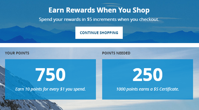 Columbia’s Greater Rewards makes clear how many points customers need to collect to achieve a coupon rewards.
