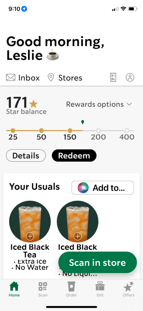 Image of the progress bar showing how much a customer has earned and how close they are to the next milestone.