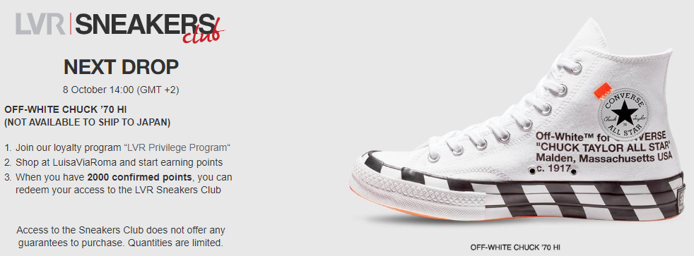 LuisaViaRoma’s Sneakers Club (luxury loyalty program) sets a high entrance fee of 2,000 points, but in return you’ll get offers that are hidden for non-members.