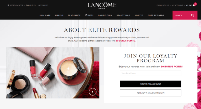 Lancome Elite Rewards Loyalty program