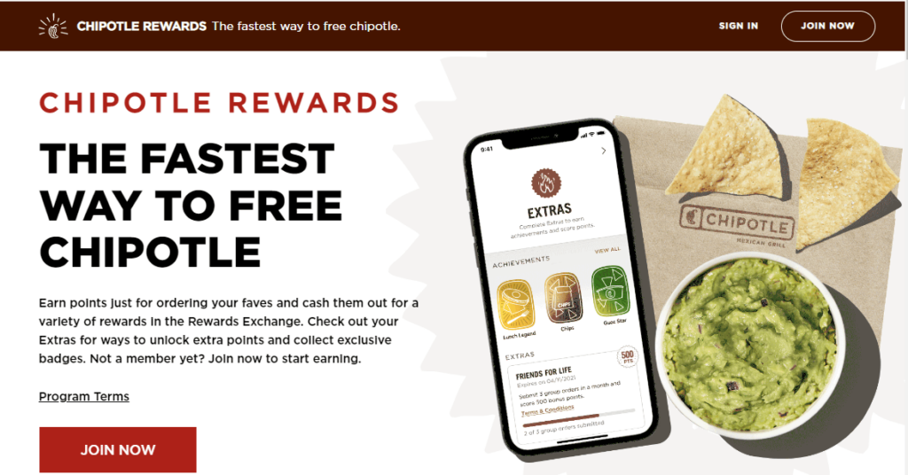 The loyalty program of Chipotle.