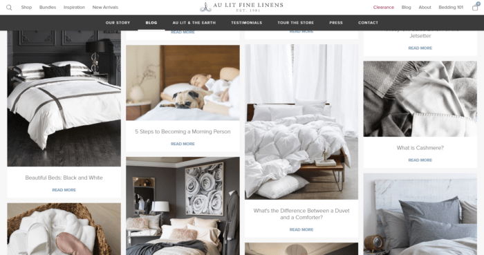 Au lit fine linens website image