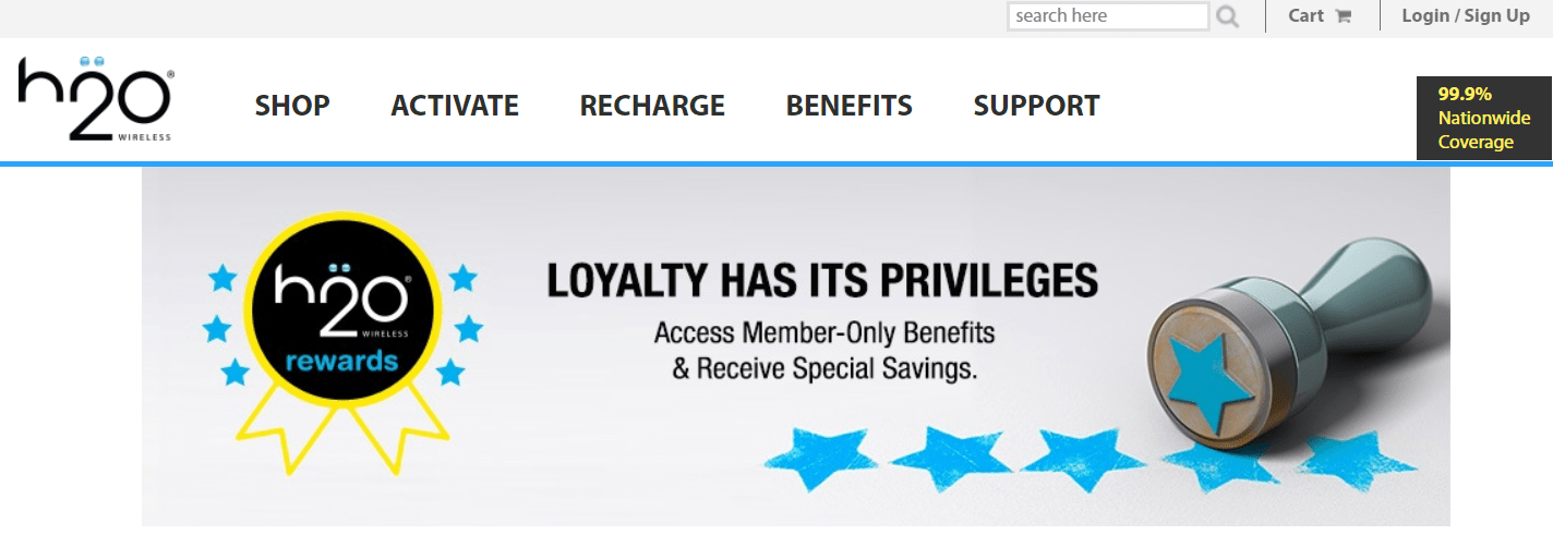 h2o heavily restricts who can be a loyalty program member: the personal rewards page is only available after registering an h2o wireless phone number with an active plan.