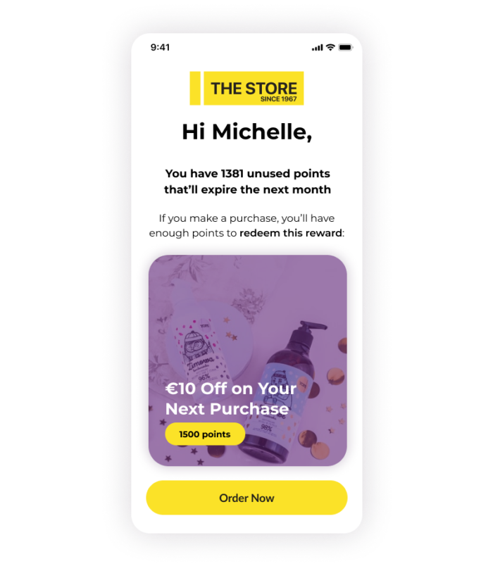 To maximize the effect of this email, add a special offer encouraging customers to redeem their remaining points or make a purchase.