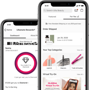 Ulta applies a clean, appealing look to their loyalty program within the smartphone app.
