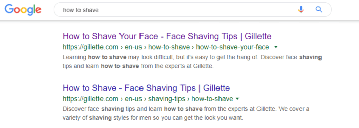 Loyalty Marketing SEO results in Google for shaving