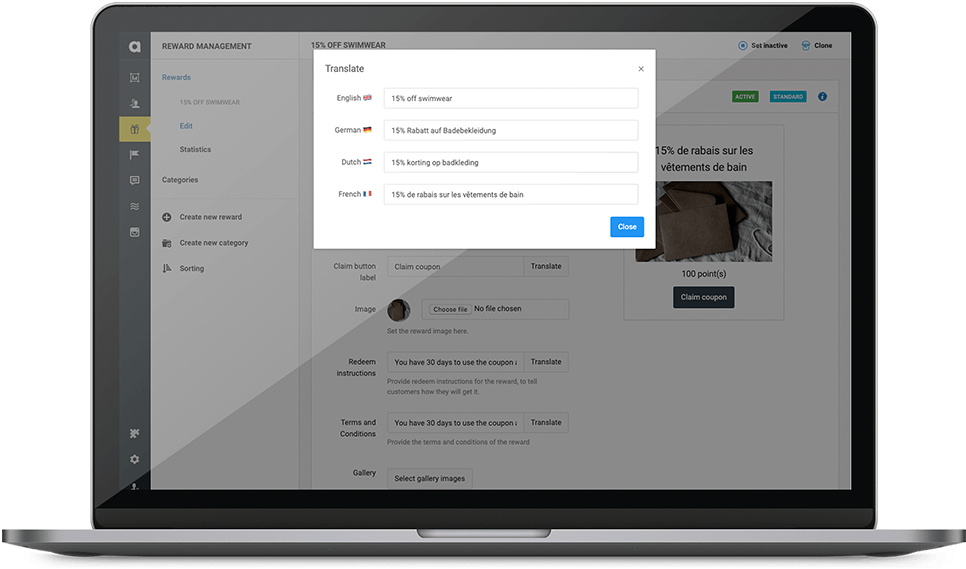 The Antavo Loyalty Management Platform offers built-in modules to handle multiple currencies and set up multilingual membership areas with ease.