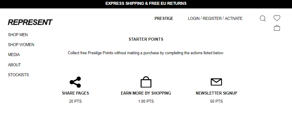 Various content-related activities, such as signing up for the VIP program or consuming social media content is also rewarded by Represent’s Privilege program.