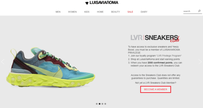 LuisaViaRoma Sneakers Club Loyalty Program
