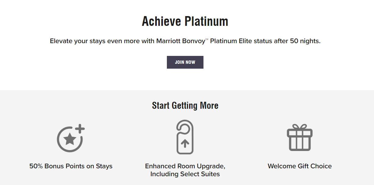 Platinum Elite members earn more bonus points, better room upgrades, and can choose the welcome gift they receive upon arrival.