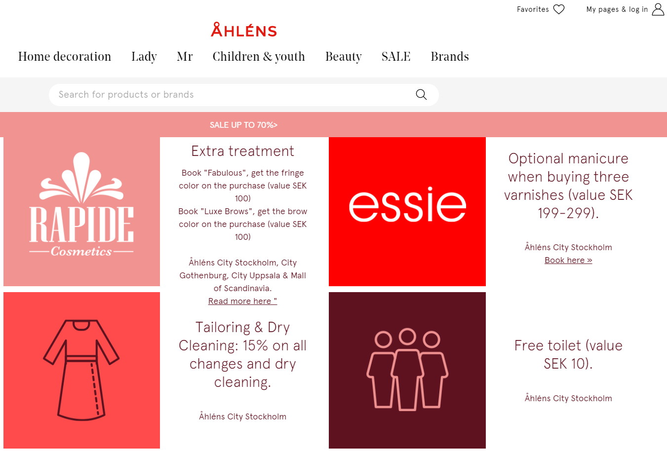 The loyalty program page for Ahlens