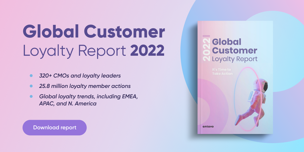 A banner recommending to download Antavo’s Global Customer Loyalty Report 2022.