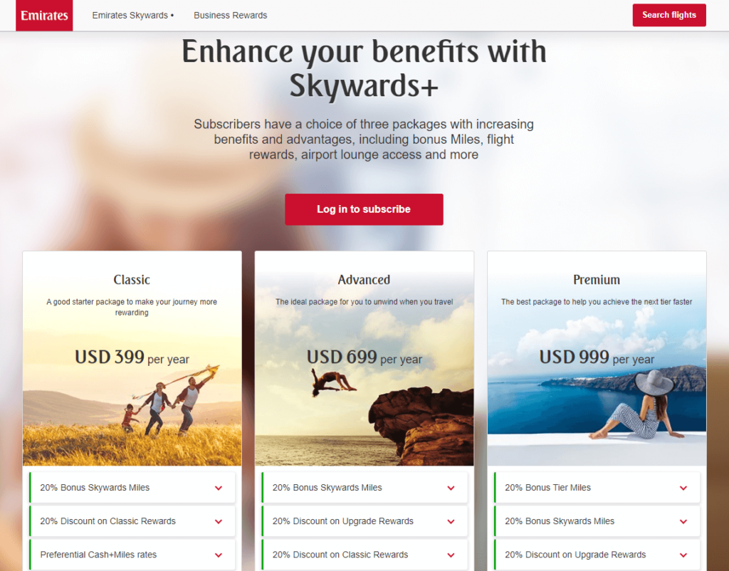 Emirates Skywards+ is the premium loyalty program of Emirates for its most dedicated passengers.