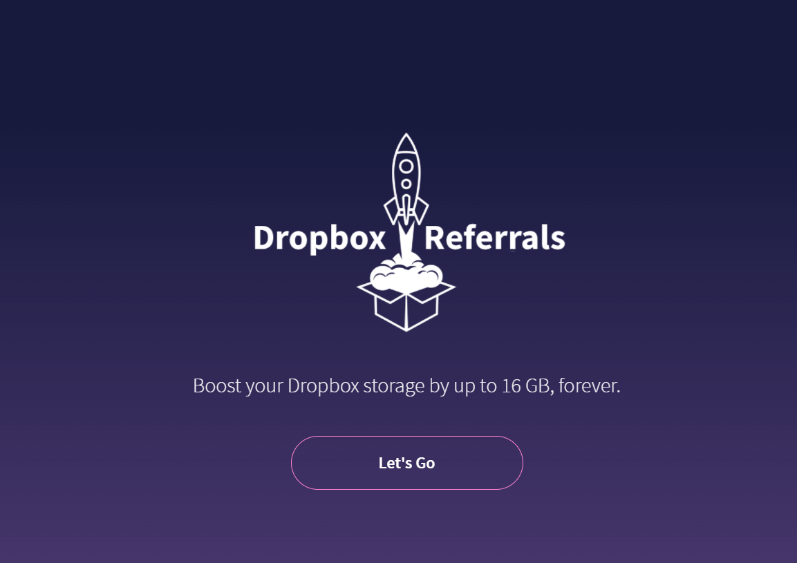 Members of Dropbox’s referral program can earn extra space by inviting their friends to try Dropbox.
