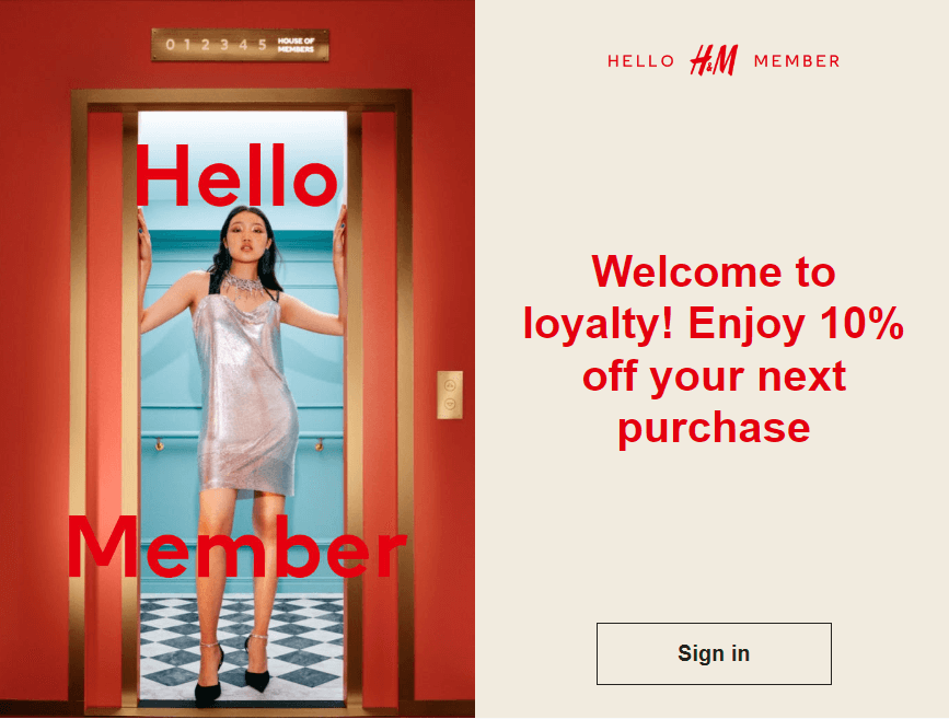 H&M Member Welcome Discount Email