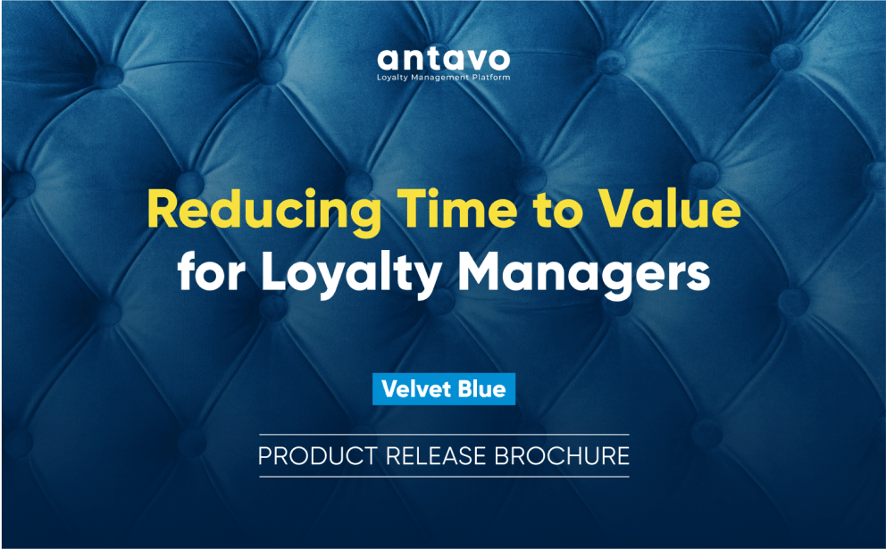 Antavo's side banner for downloading the Velvet Blue Q4/2021 Product Release.