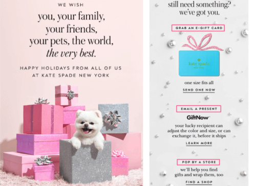 Kate Spade holiday greetings email