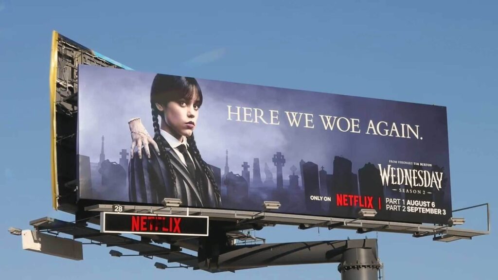 Netflix billboard campaign with Wednesday.