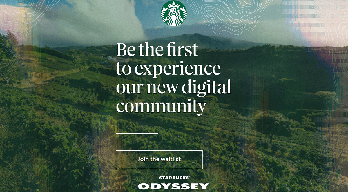Starbucks landing page describing its Odyssey NFT offering