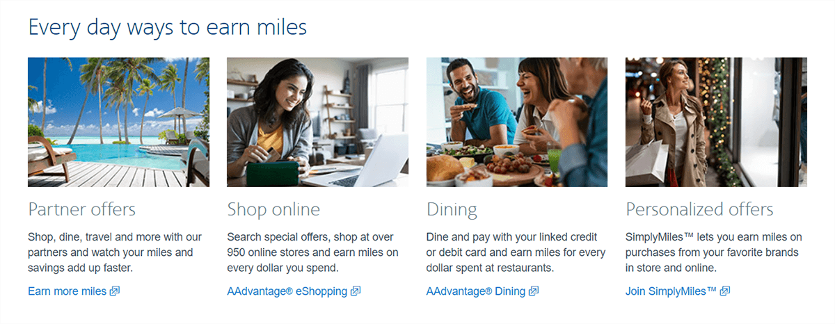 Image depicting how members can earn miles with AAdvantage.