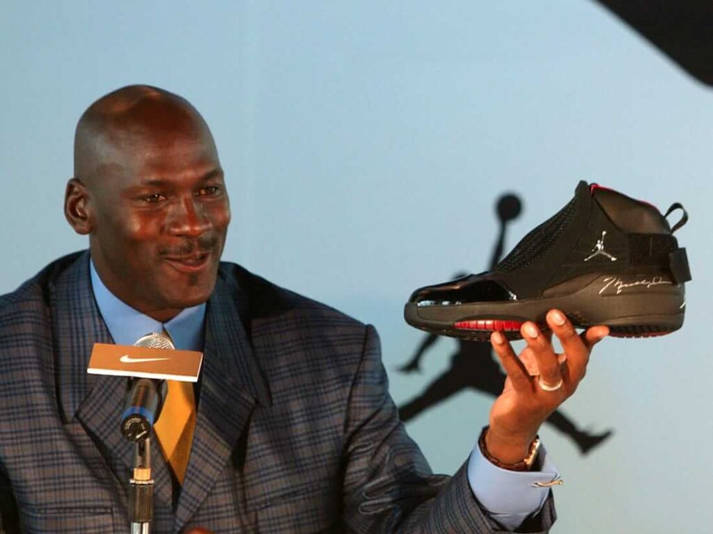 Michael Jordan promoting Nike’s Air Jordan.