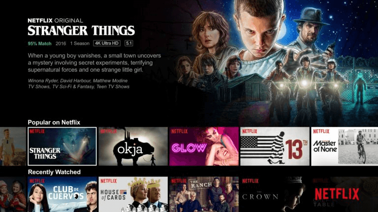 Netflix takes advantage of user trends by suggesting new TV and movie options based on popularity.
