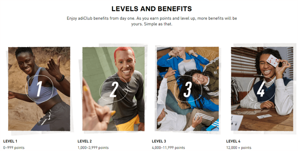 Levels and benefits of adiClub.