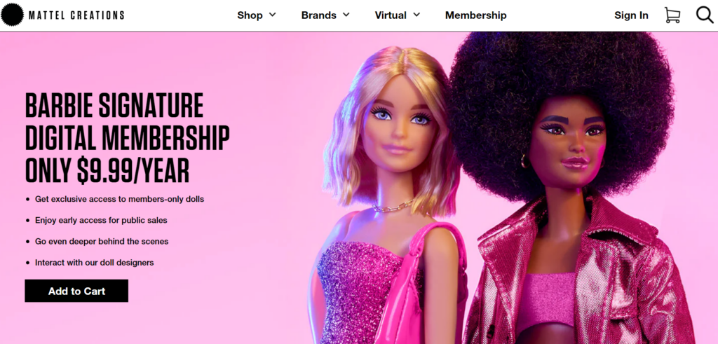 The main website image of the Barbie loyalty program.