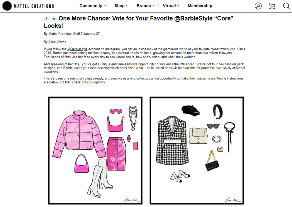 Image showing a voting opportunity that’s exclusive for Barbie Signature members.