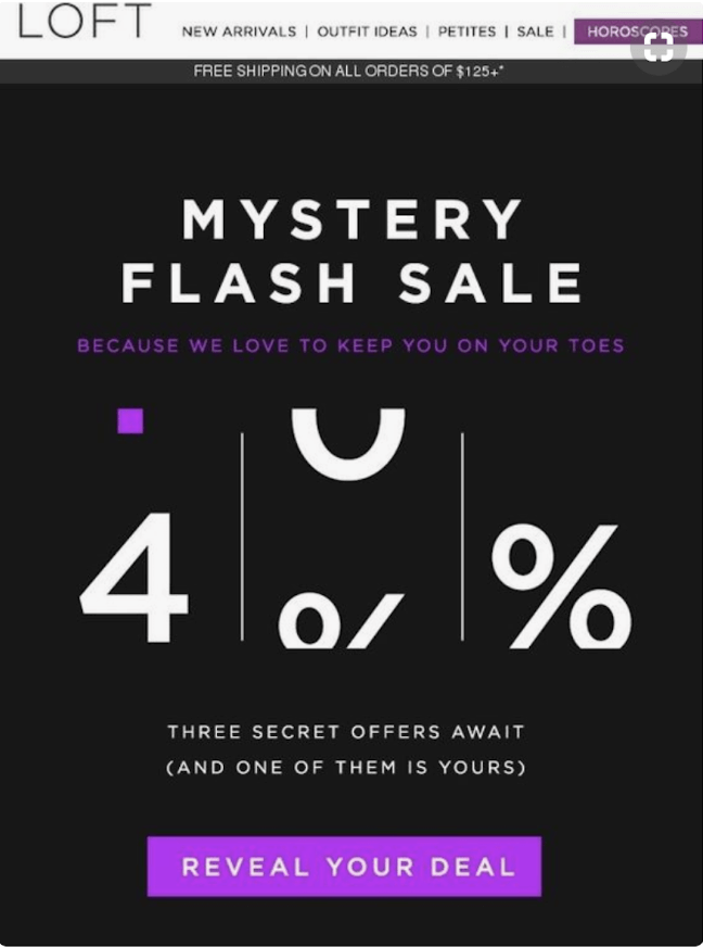 Loft’s interactive flash sale with gamification elements.
