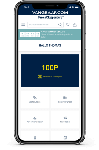 Loyalty program membership page image for Peek and Cloppenburg’s Friends Club app.
