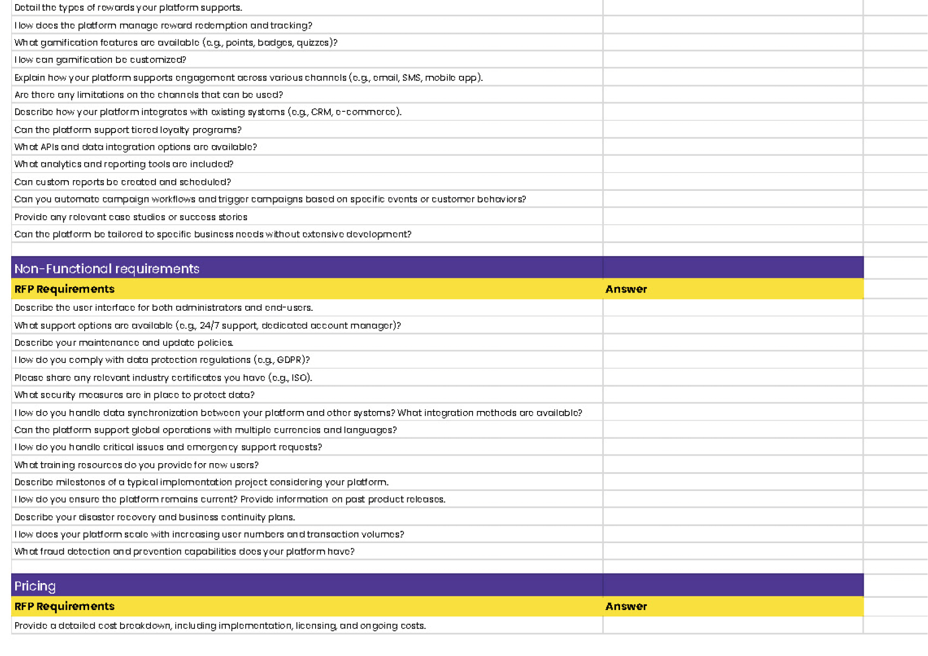 Antavo's Ebook: Loyalty Program RFP Worksheet pt. 2.