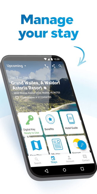 The Hilton Honors app allows guests to fully manage their stay