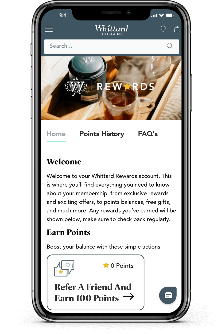Whittard of Chelsea’s unique refer-a-friend proposition mobile screenshot