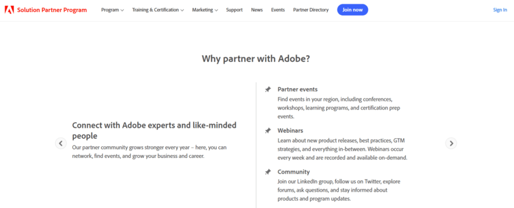 Adobe Solutions Partner b2b loyalty program geared towards agencies and freelancers