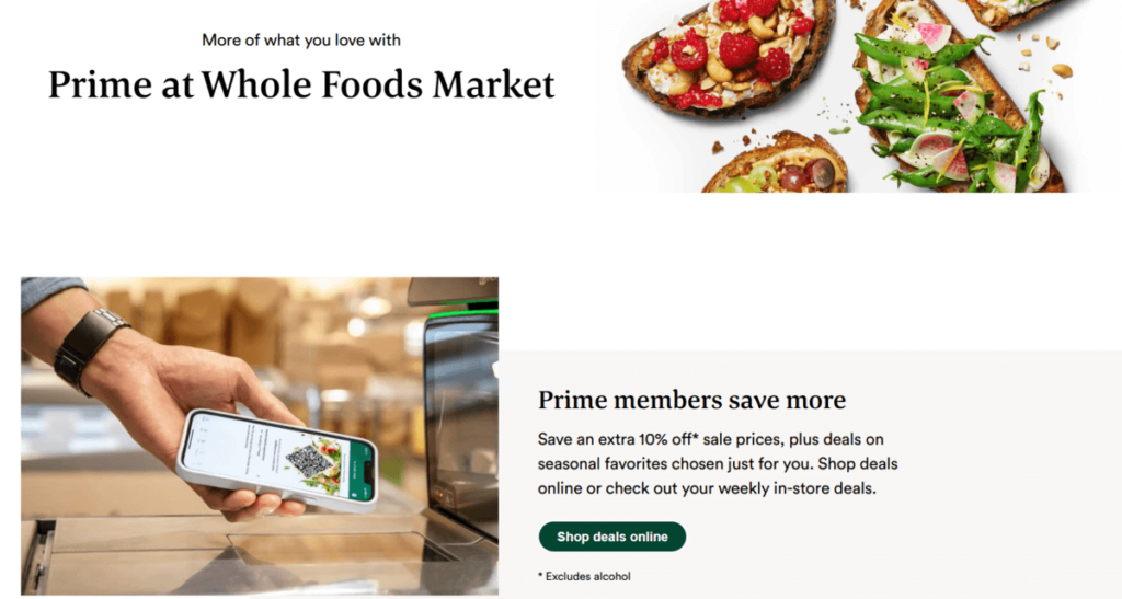 Main benefits of the amazon prime membership program at whole foods market