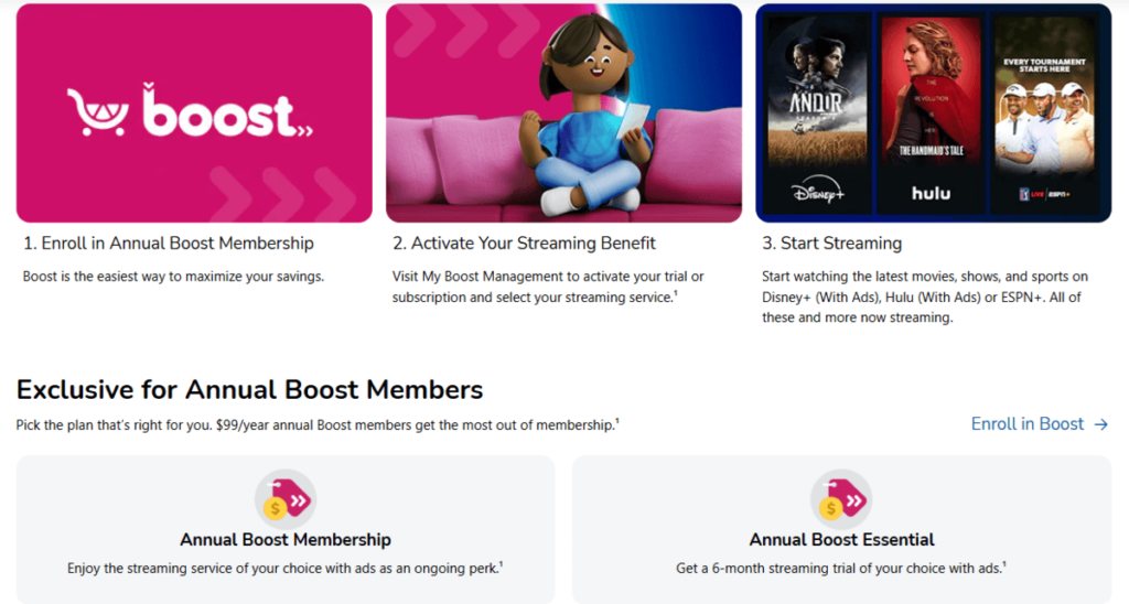 Kroger grocery store's paid membership program Boost, and it's benefits displayed