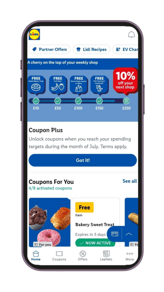 Lidl Plus app loyalty program offers mobile screenshot