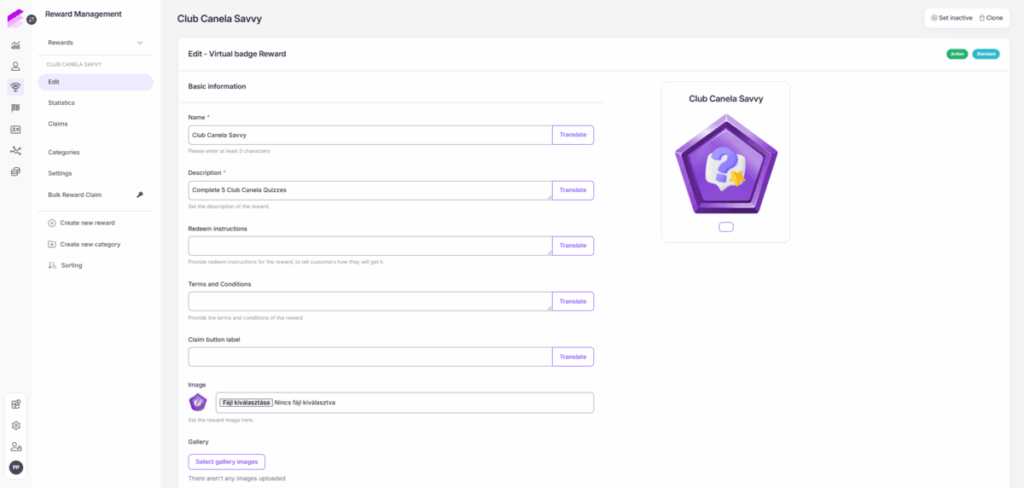Antavo’s rewards management module for the loyalty program Club Canela