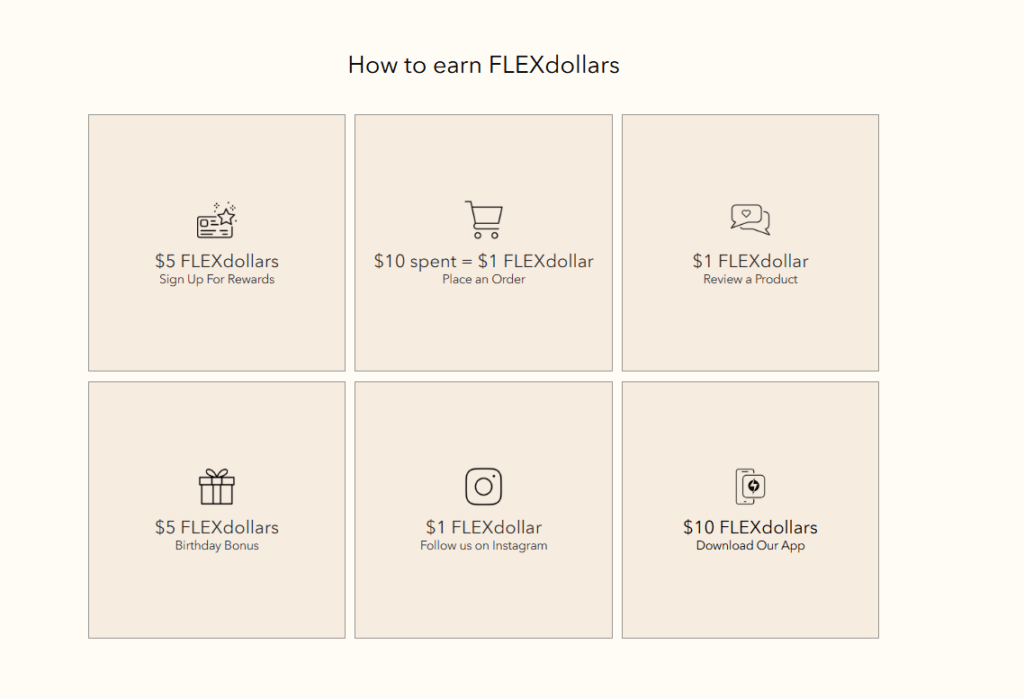 A display image showing non-transactional ways to earn FLEXdollars